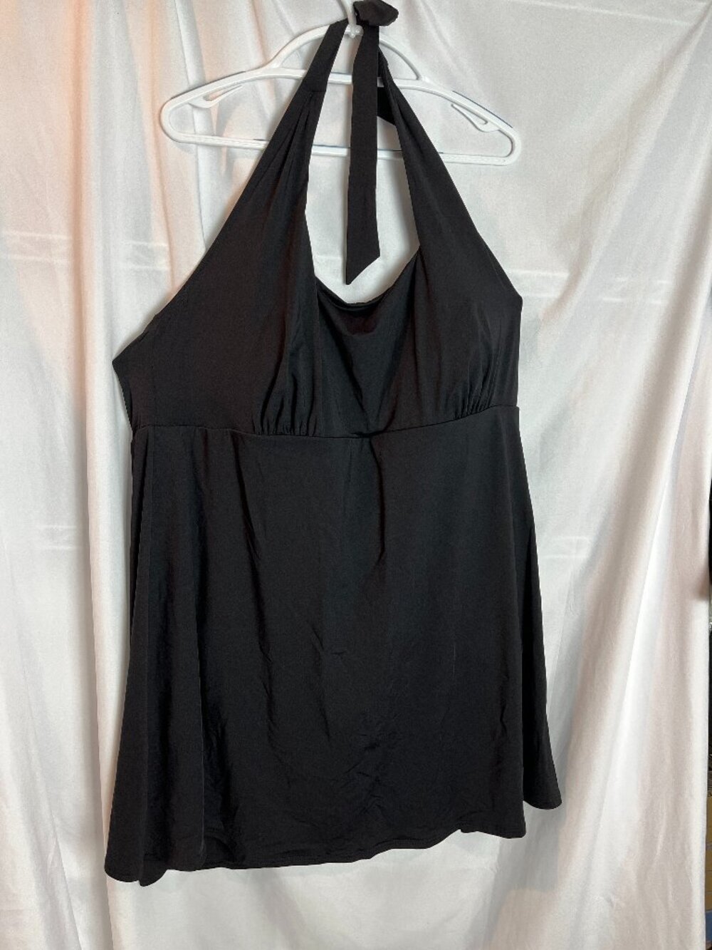 Women's Black Lands End halter neck 1 pc swim dress Size 3X